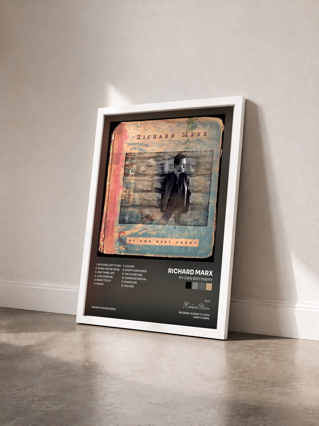 #blanc Tableau de l'album My Own Best Enemy de Richard Marx vu de trois quarts, cadre blanc