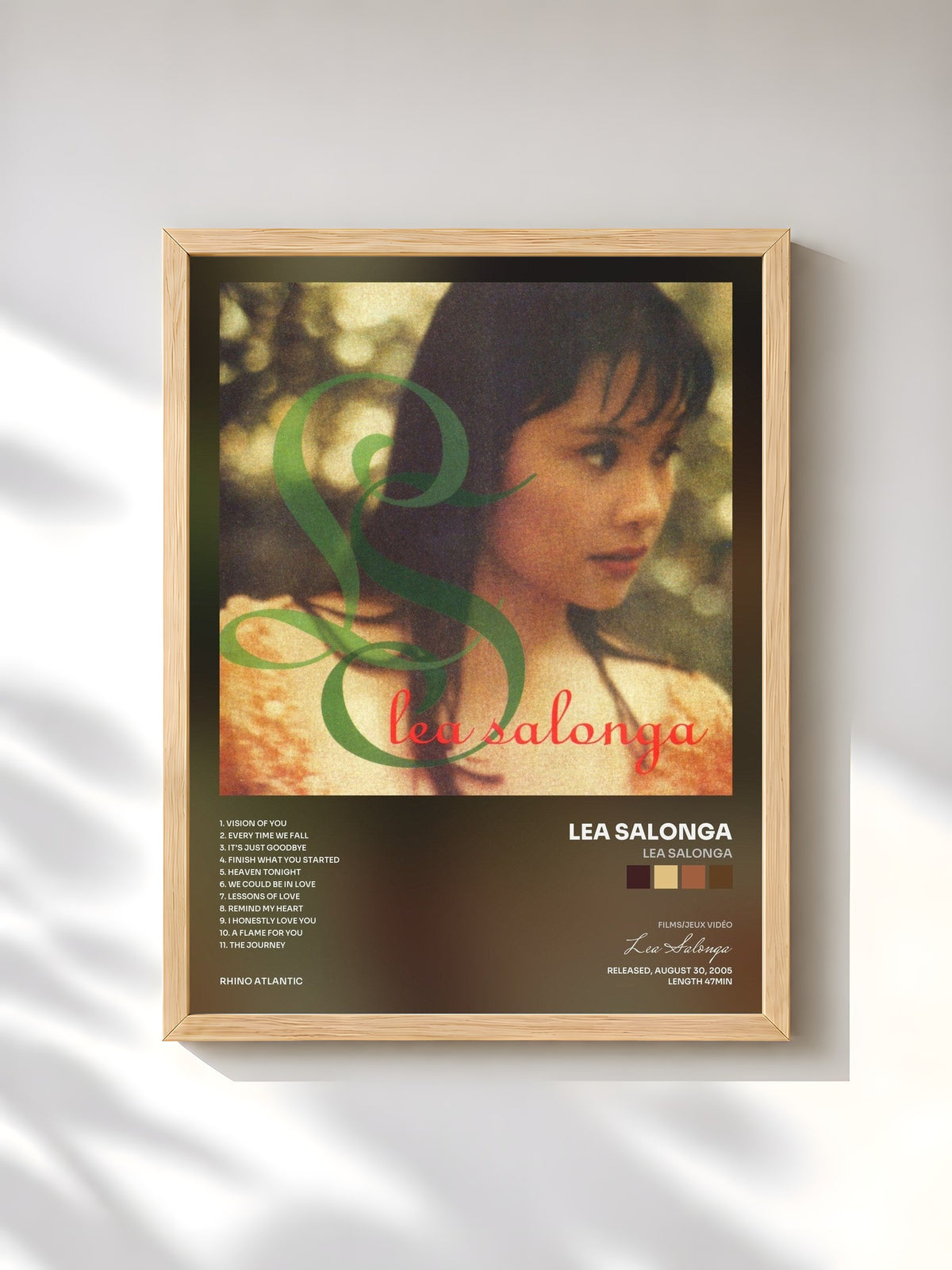 #bois Tableau de l'album Lea Salonga de Lea Salonga, cadre en bois brut, imprimé et encadré en France
