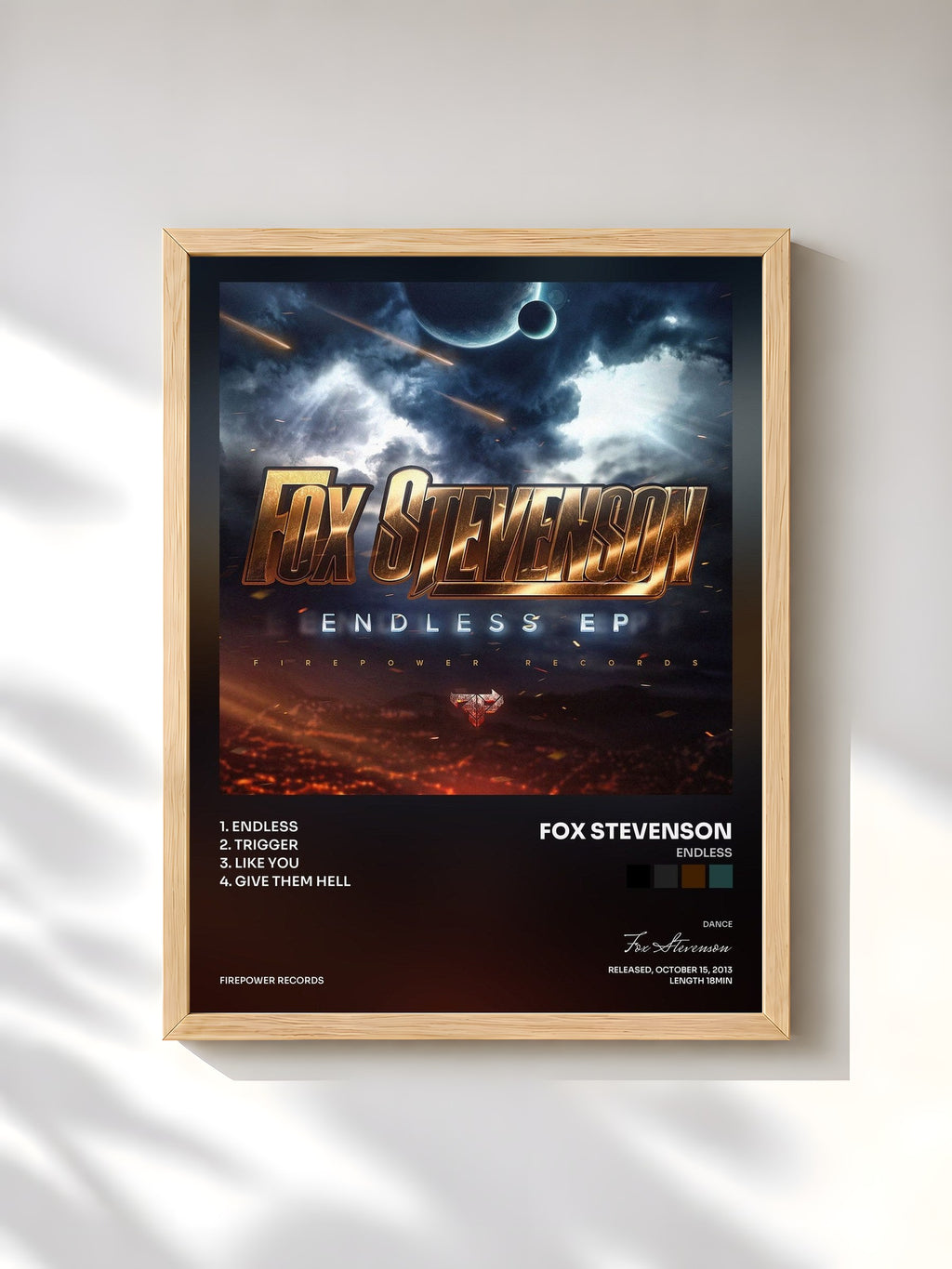 #bois Tableau de l'album Endless de Fox Stevenson, cadre en bois brut, imprimé et encadré en France