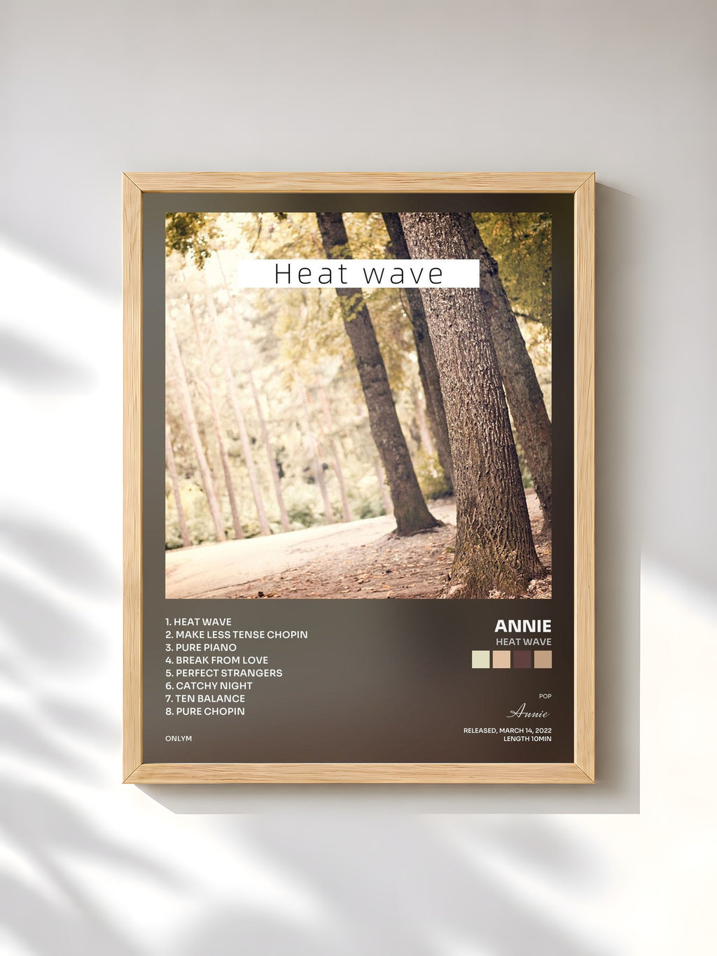 #bois Tableau de l'album Heat wave de Annie, cadre en bois brut, imprimé et encadré en France