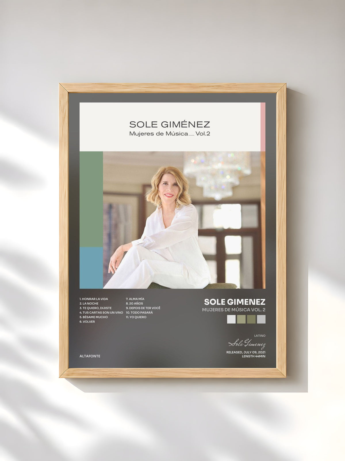 #bois Tableau de l'album Mujeres de Música Vol. 2 de Sole Gimenez, cadre en bois brut, imprimé et encadré en France