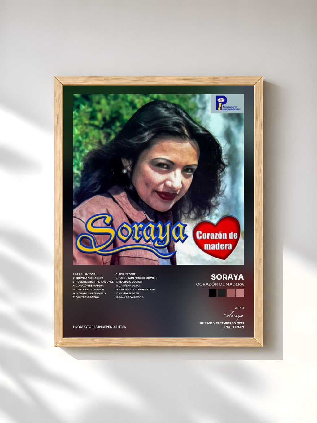 #bois Tableau de l'album Corazón de Madera de Soraya, cadre en bois brut, imprimé et encadré en France