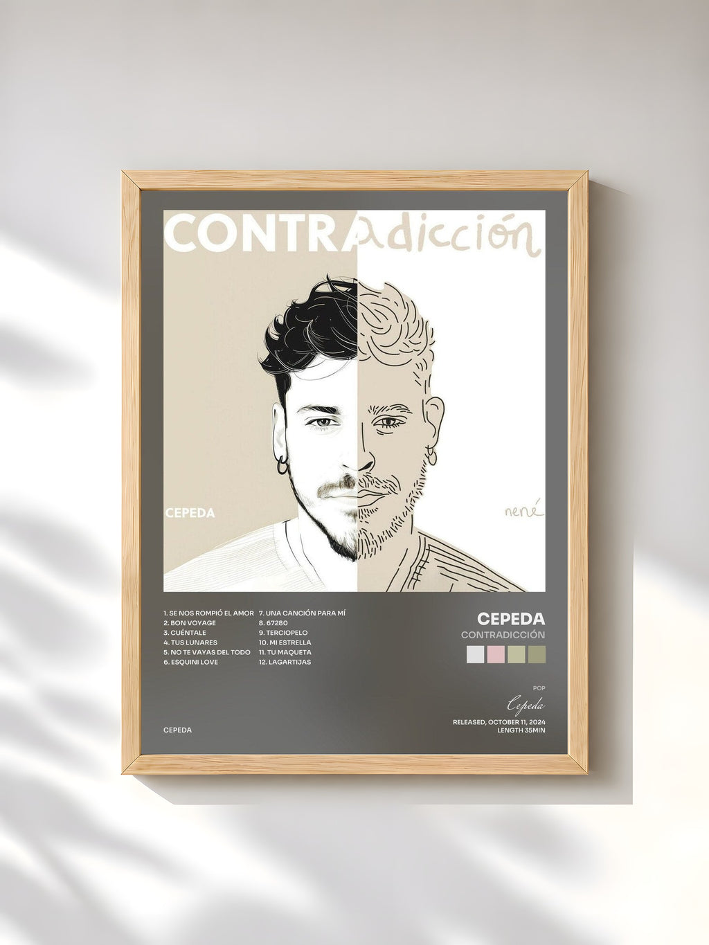 #bois Tableau de l'album Contradicción de Cepeda, cadre en bois brut, imprimé et encadré en France