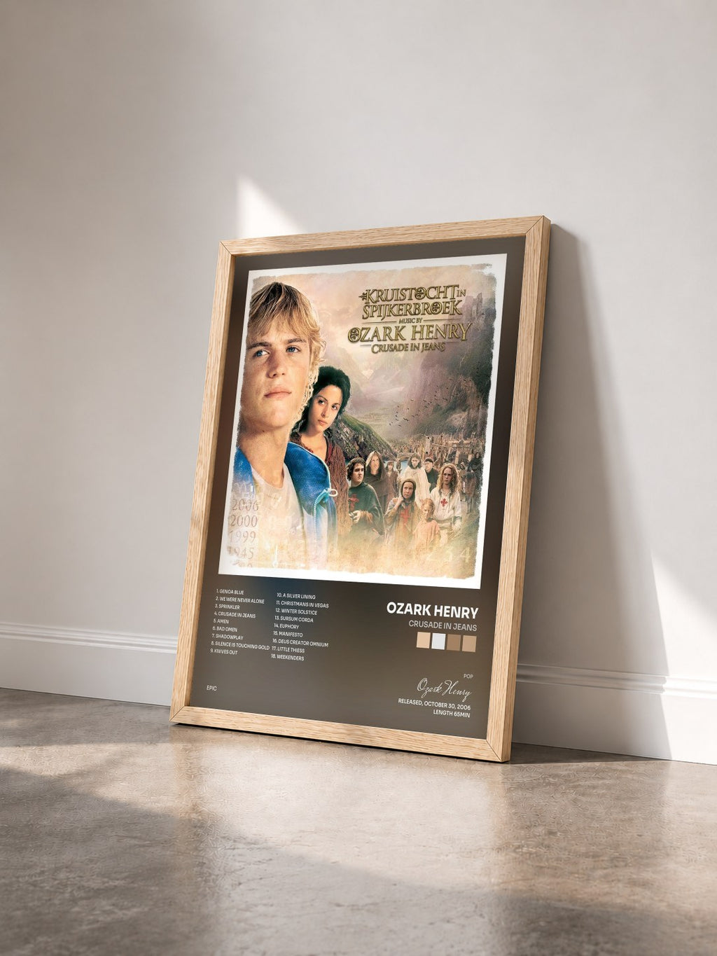 #bois Tableau de l'album Crusade In Jeans de Ozark Henry vu de trois quarts, cadre en bois brut