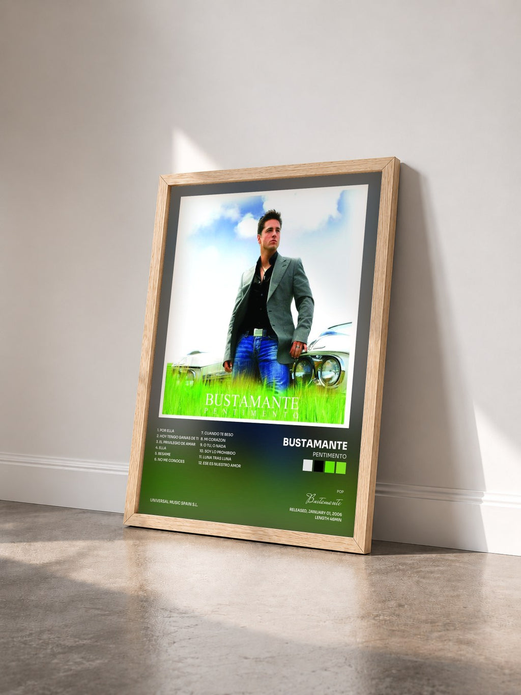 #bois Tableau de l'album Pentimento de Bustamante vu de trois quarts, cadre en bois brut