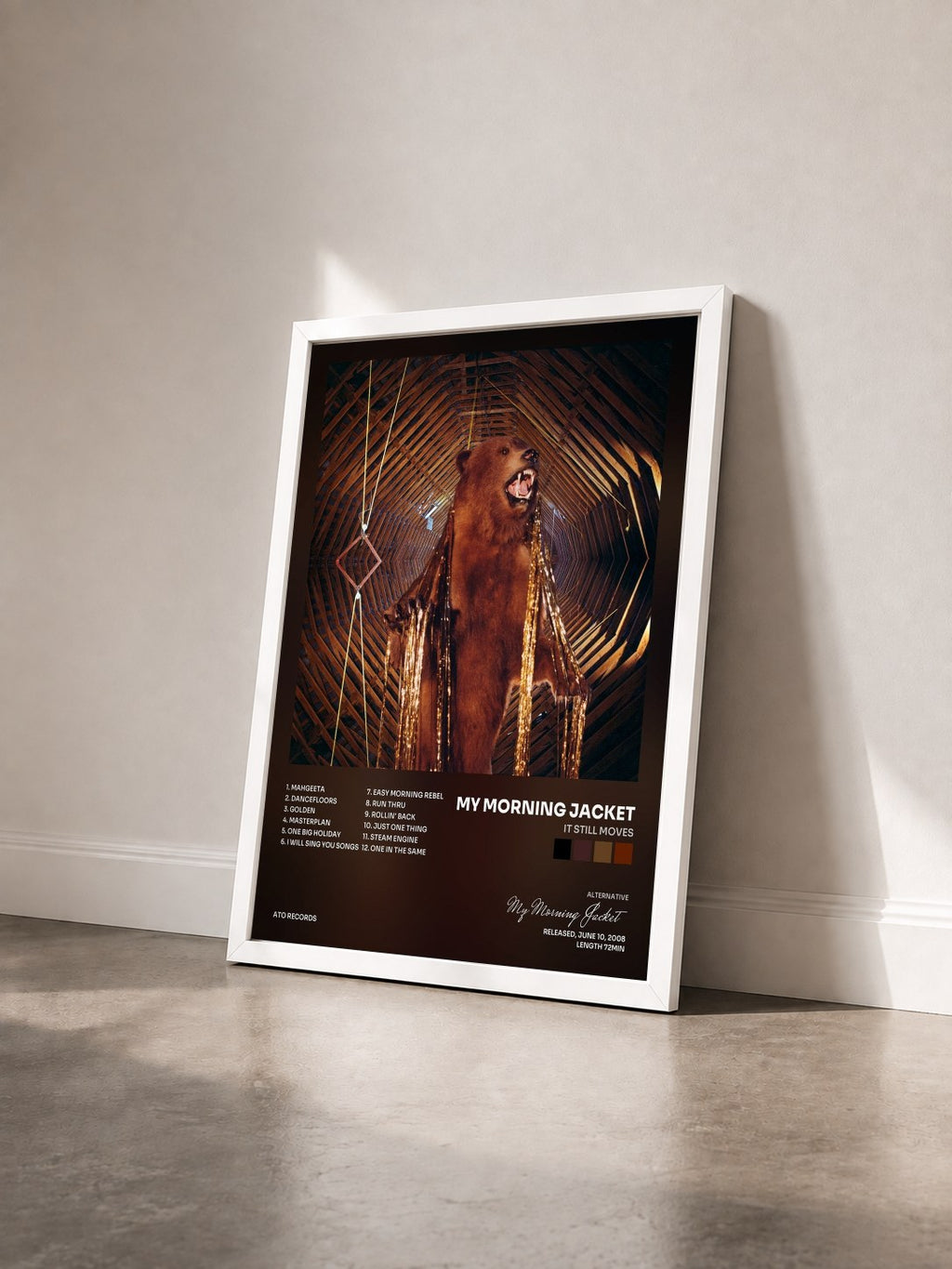 #blanc Tableau de l'album It Still Moves de My Morning Jacket vu de trois quarts, cadre blanc