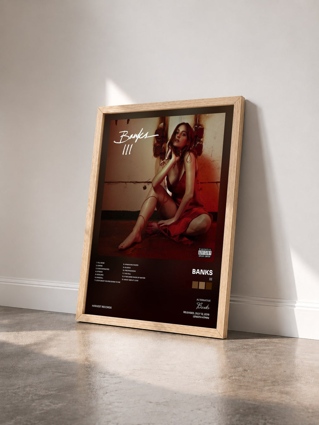 #bois Tableau de l'album III de Banks vu de trois quarts, cadre en bois brut
