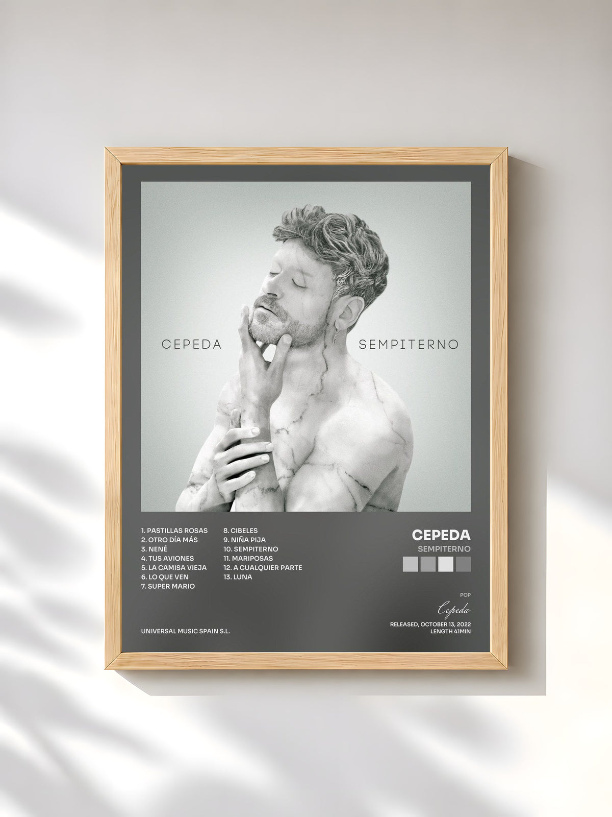 #bois Tableau de l'album Sempiterno de Cepeda, cadre en bois brut, imprimé et encadré en France