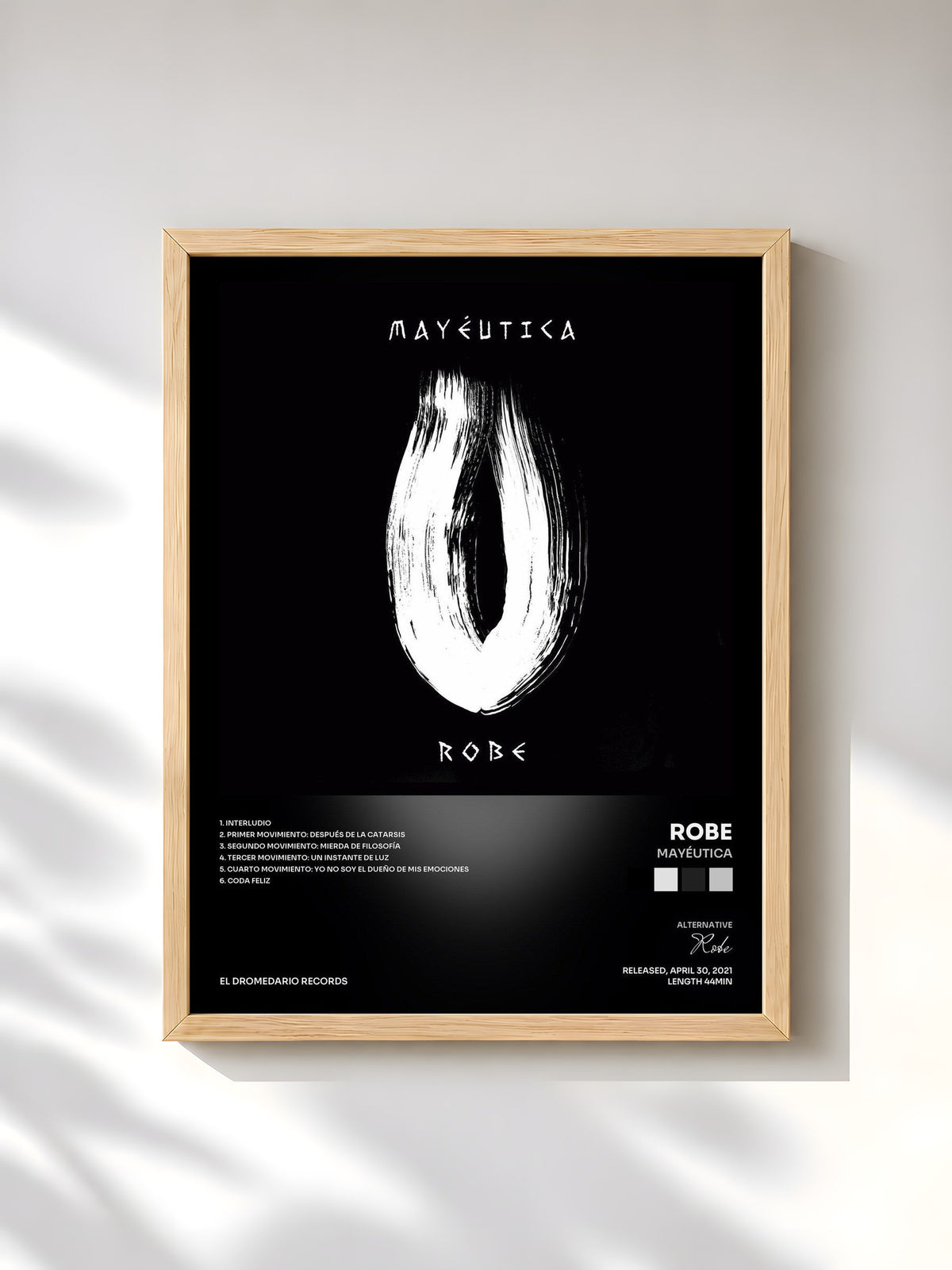 #bois Tableau de l'album Mayéutica de Robe, cadre en bois brut, imprimé et encadré en France