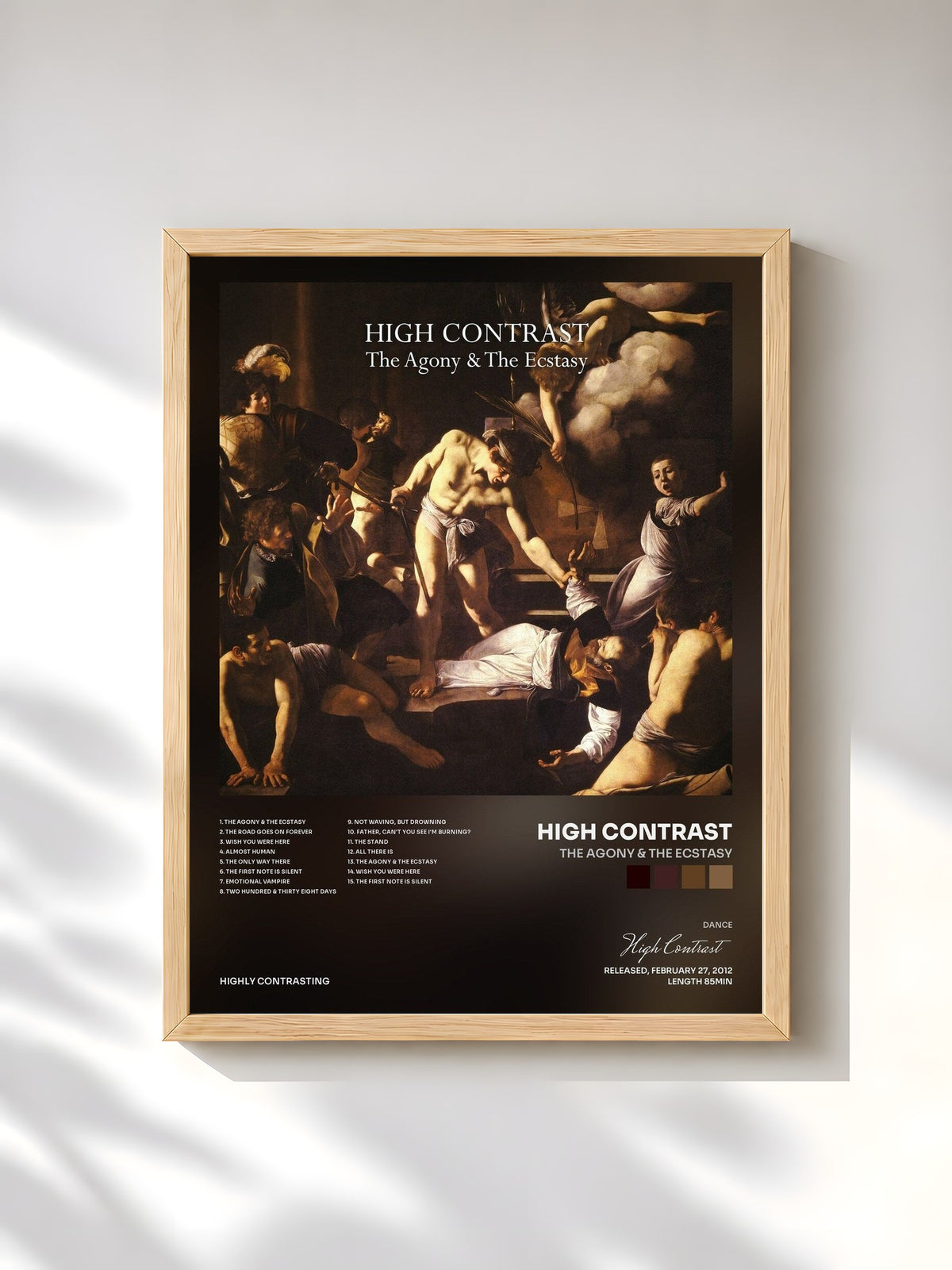 #bois Tableau de l'album The Agony & The Ecstasy de High Contrast, cadre en bois brut, imprimé et encadré en France