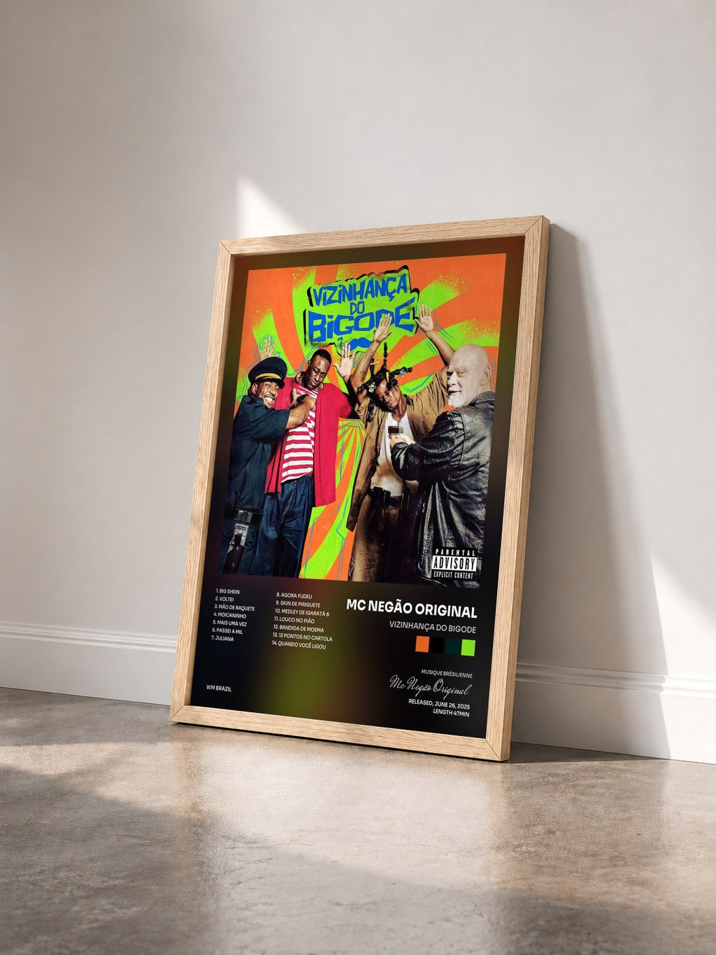 #bois Tableau de l'album Vizinhança do Bigode de Mc Negão Original vu de trois quarts, cadre en bois brut