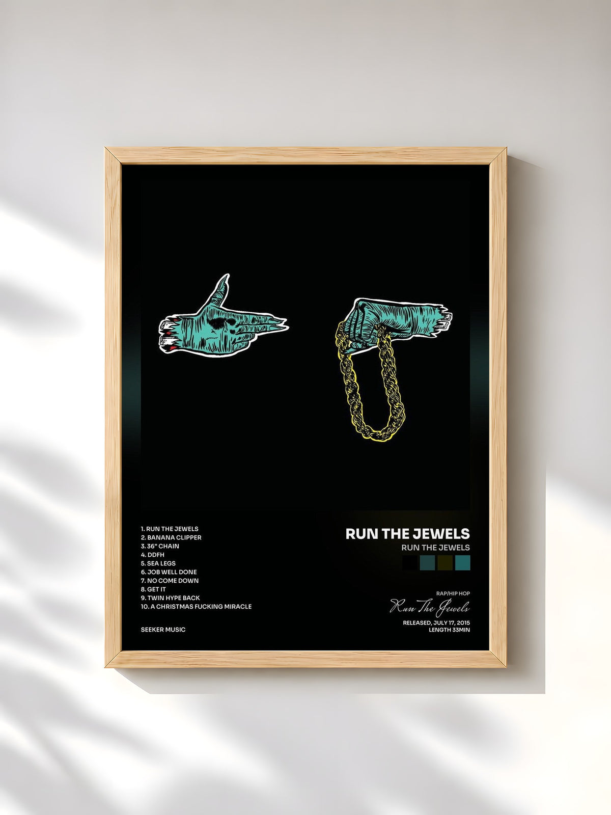 #bois Tableau de l'album Run The Jewels de Run The Jewels, cadre en bois brut, imprimé et encadré en France