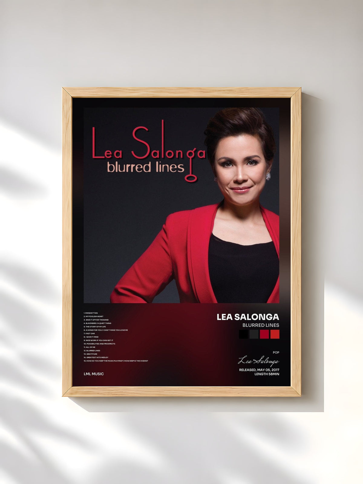 #bois Tableau de l'album Blurred Lines de Lea Salonga, cadre en bois brut, imprimé et encadré en France