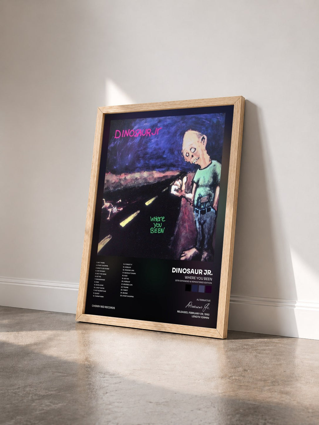 #bois Tableau de l'album Where You Been (2019 Expanded & Remastered Edition) de Dinosaur Jr. vu de trois quarts, cadre en bois brut
