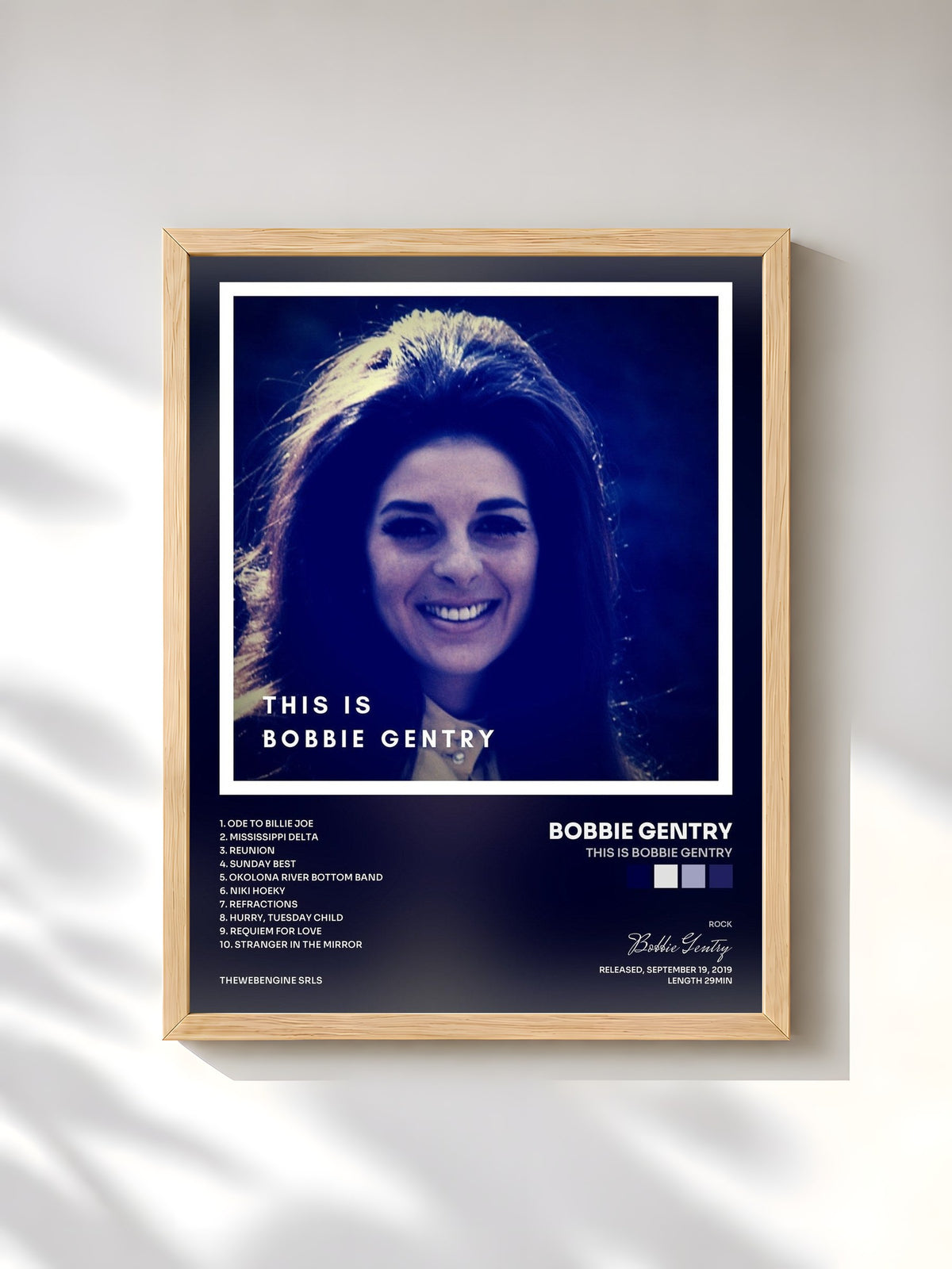 #bois Tableau de l'album This is Bobbie Gentry de Bobbie Gentry, cadre en bois brut, imprimé et encadré en France
