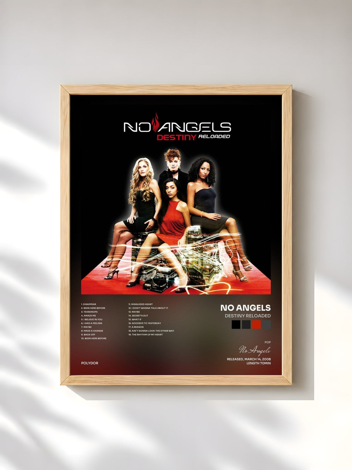 #bois Tableau de l'album Destiny Reloaded de No Angels, cadre en bois brut, imprimé et encadré en France