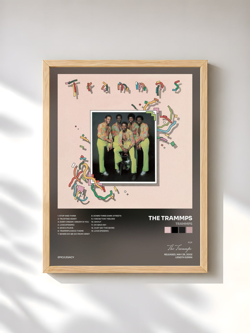 #bois Tableau de l'album Trammps de The Trammps, cadre en bois brut, imprimé et encadré en France