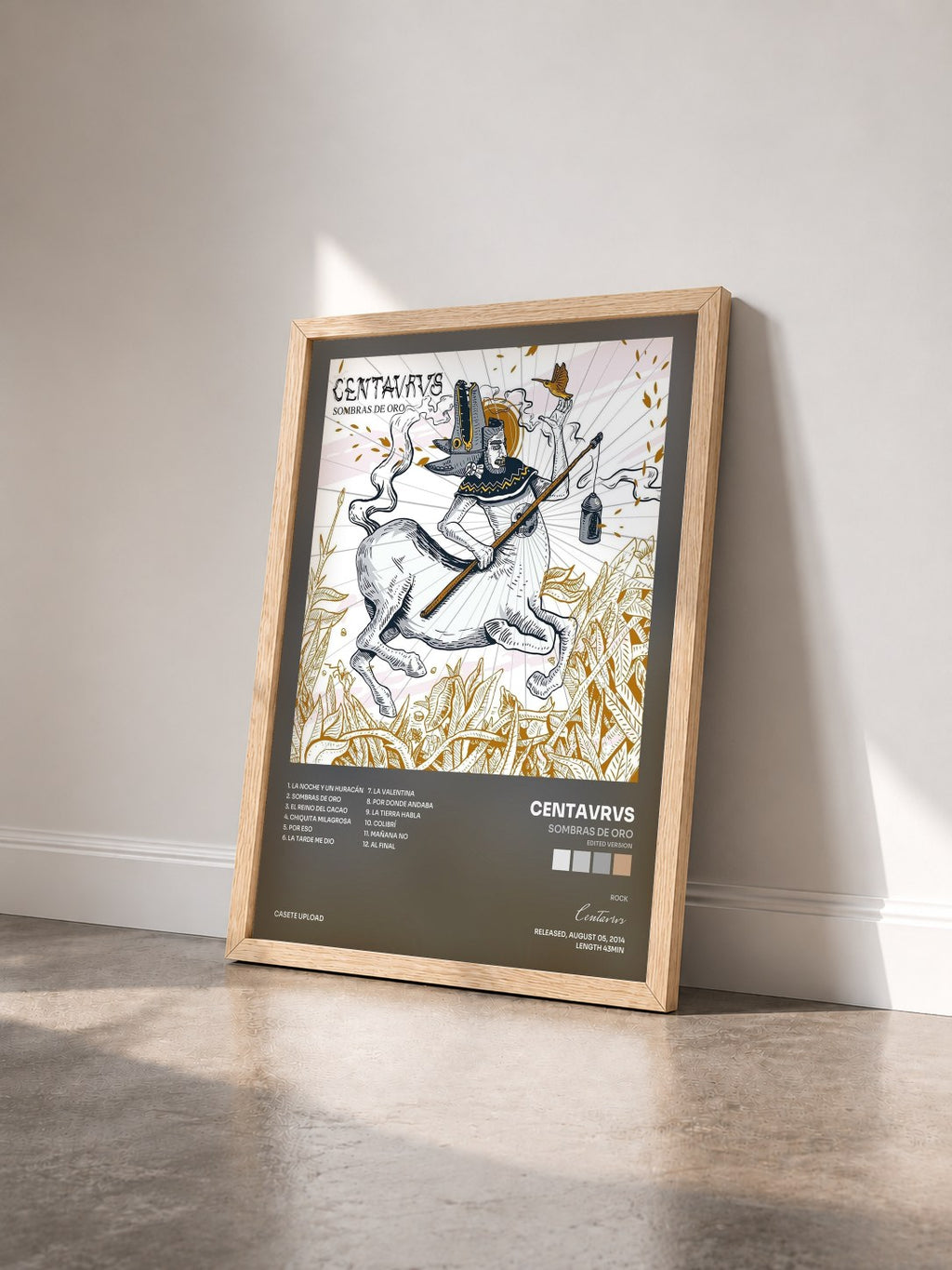 #bois Tableau de l'album Sombras De Oro (Edited Version) de Centavrvs vu de trois quarts, cadre en bois brut
