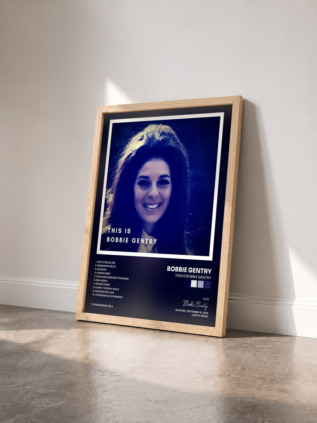 #bois Tableau de l'album This is Bobbie Gentry de Bobbie Gentry vu de trois quarts, cadre en bois brut