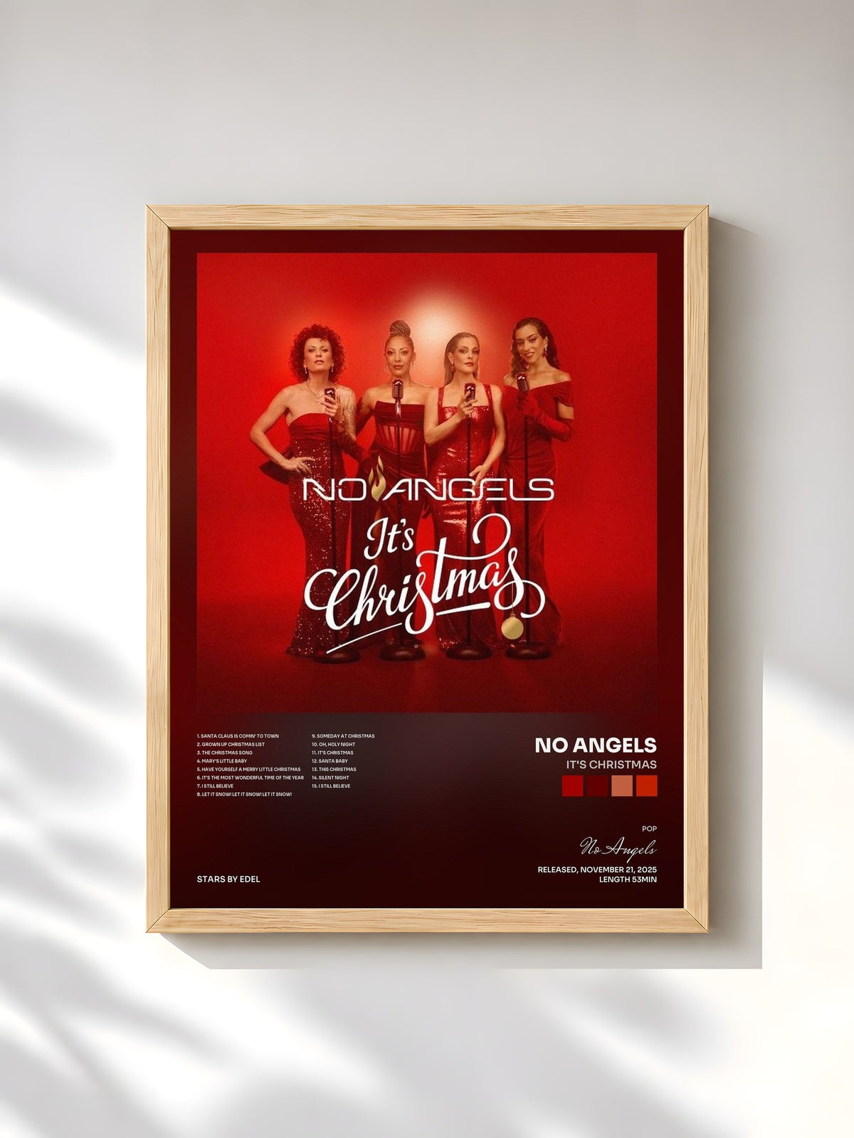 #bois Tableau de l'album It's Christmas de No Angels, cadre en bois brut, imprimé et encadré en France