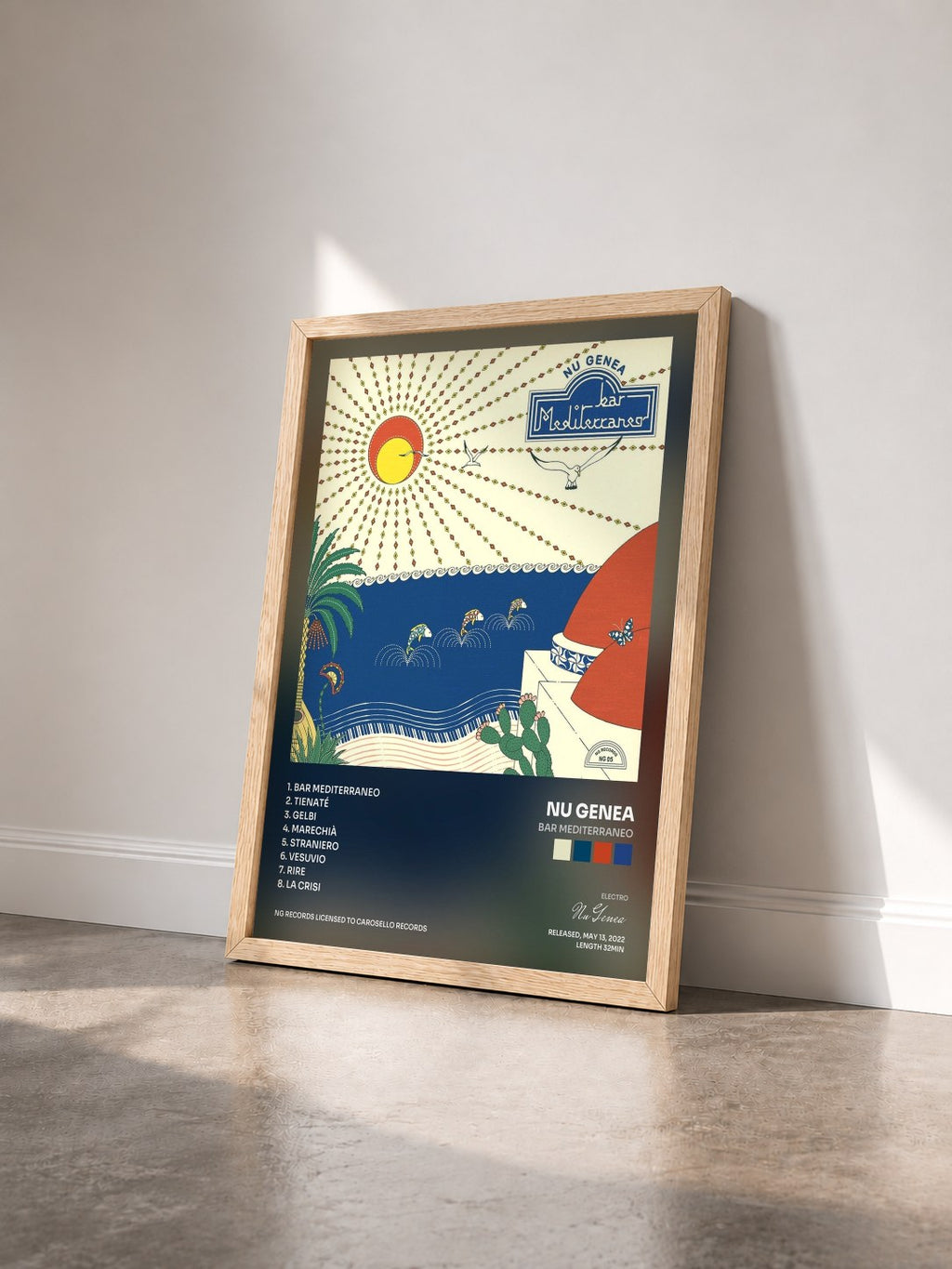 #bois Tableau de l'album Bar Mediterraneo de Nu Genea vu de trois quarts, cadre en bois brut
