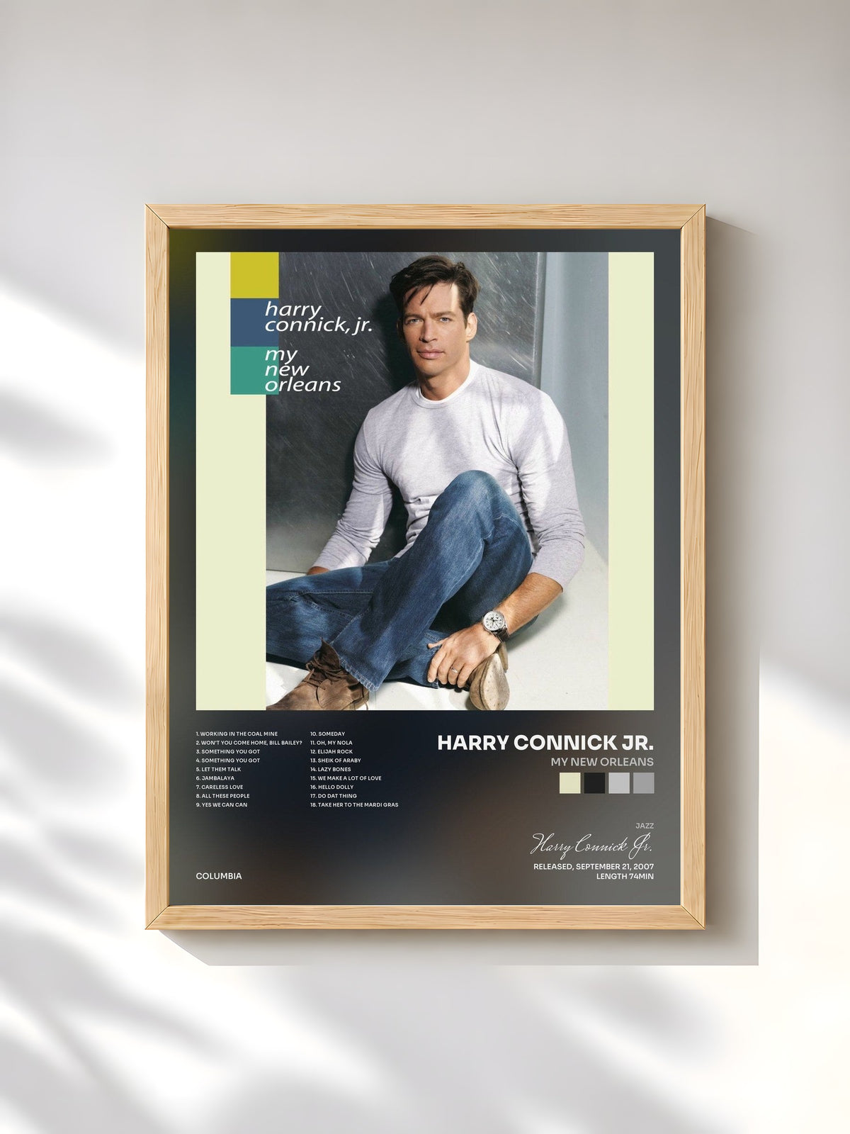 #bois Tableau de l'album My New Orleans de Harry Connick Jr., cadre en bois brut, imprimé et encadré en France