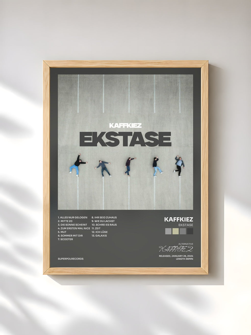#bois Tableau de l'album EKSTASE de KAFFKIEZ, cadre en bois brut, imprimé et encadré en France
