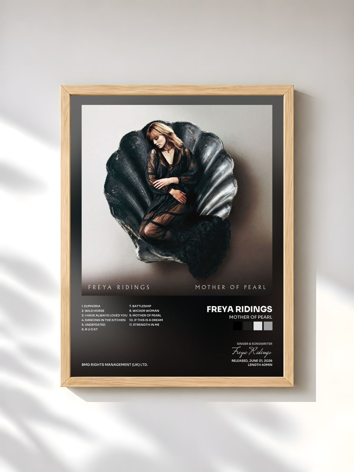 #bois Tableau de l'album Mother Of Pearl de Freya Ridings, cadre en bois brut, imprimé et encadré en France