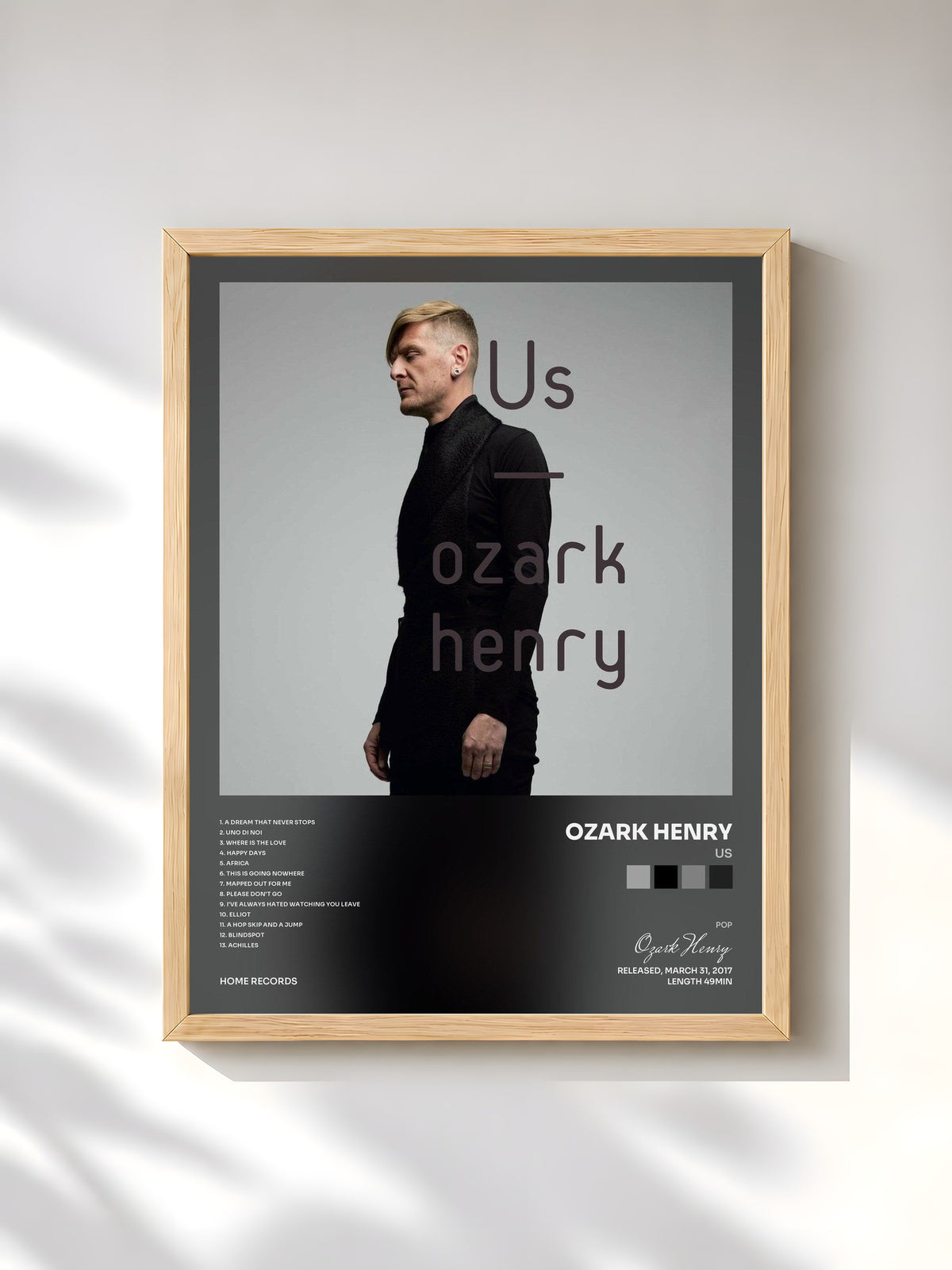 #bois Tableau de l'album Us de Ozark Henry, cadre en bois brut, imprimé et encadré en France