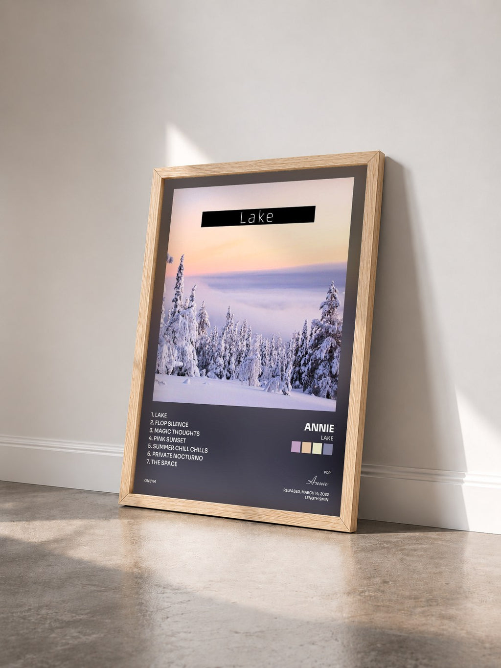 #bois Tableau de l'album Lake de Annie vu de trois quarts, cadre en bois brut
