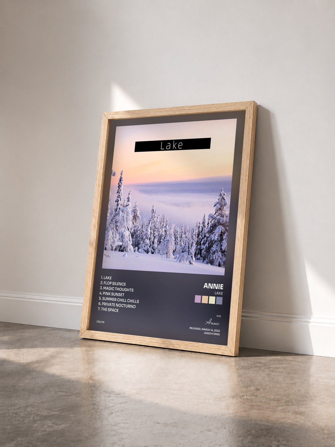 #bois Tableau de l'album Lake de Annie vu de trois quarts, cadre en bois brut