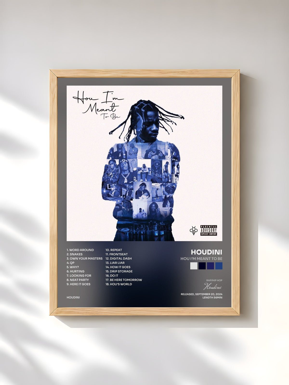 #bois Tableau de l'album Hou I’m Meant to Be de Houdini, cadre en bois brut, imprimé et encadré en France