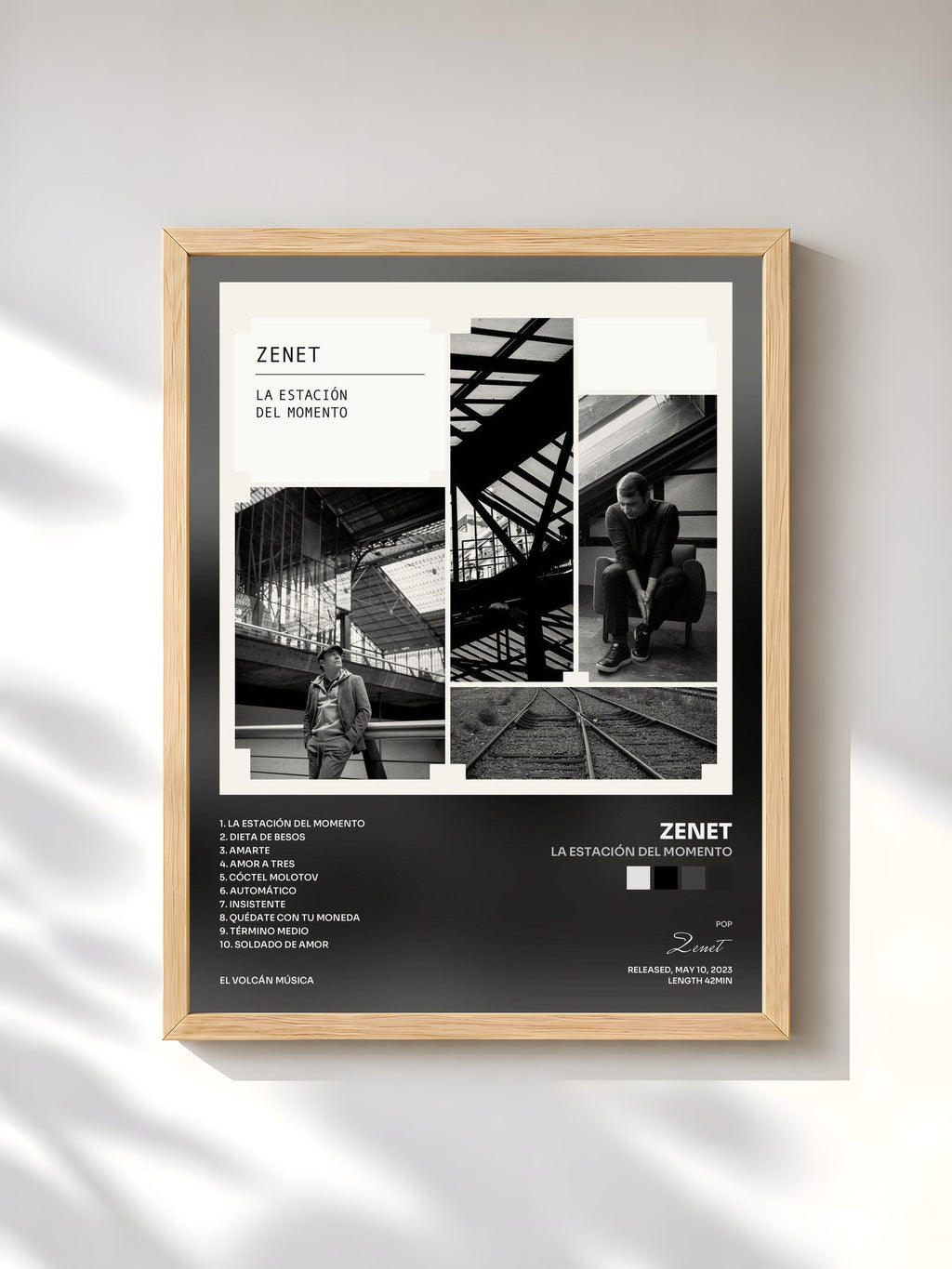 #bois Tableau de l'album La Estación del Momento de Zenet, cadre en bois brut, imprimé et encadré en France