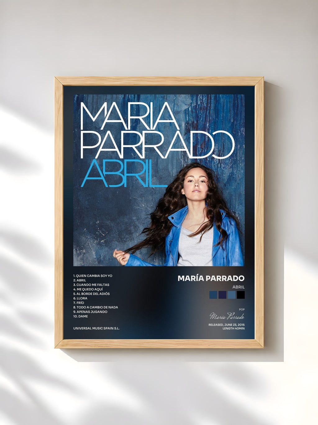 #bois Tableau de l'album Abril de María Parrado, cadre en bois brut, imprimé et encadré en France