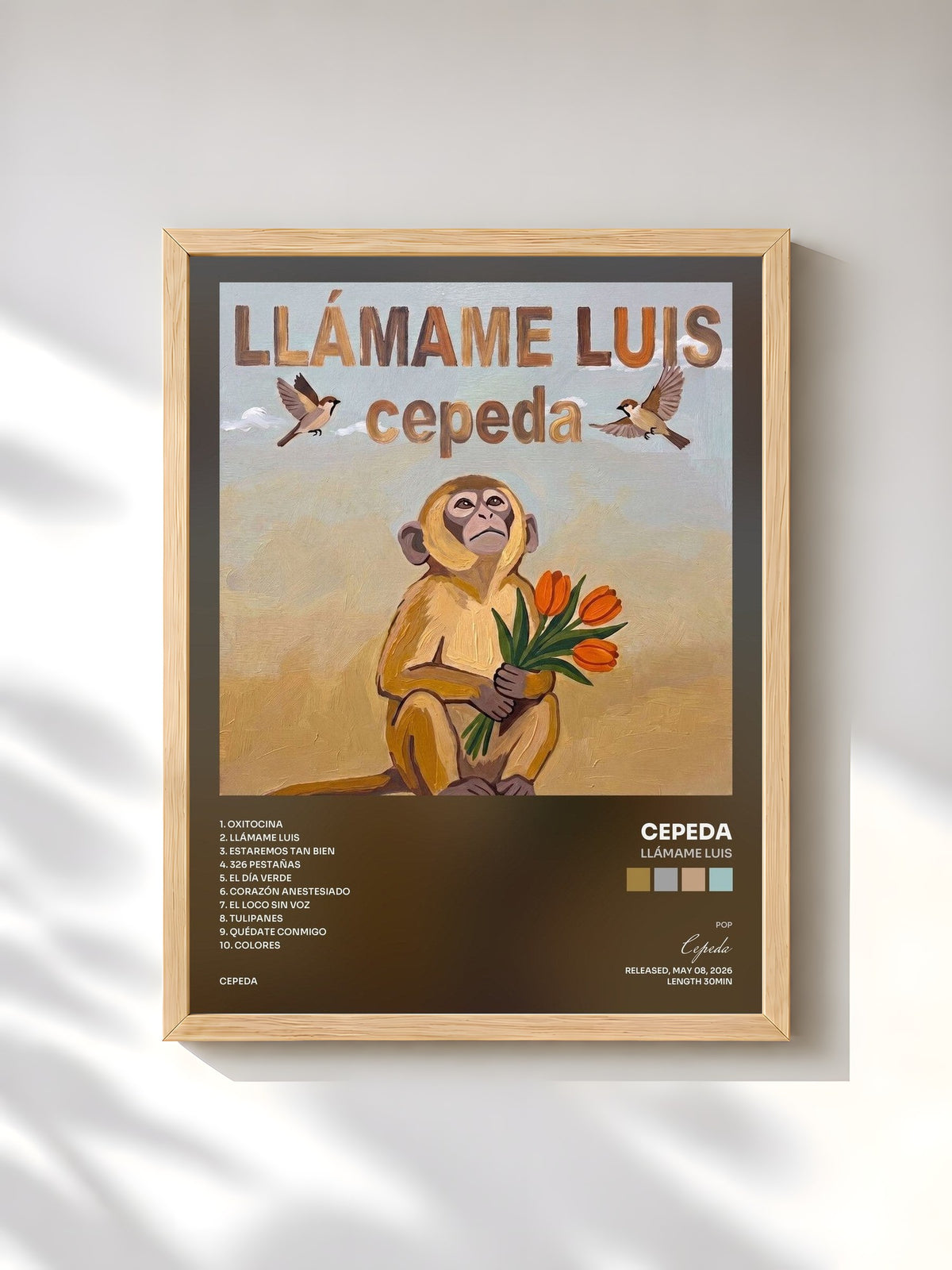 #bois Tableau de l'album Llámame Luis de Cepeda, cadre en bois brut, imprimé et encadré en France