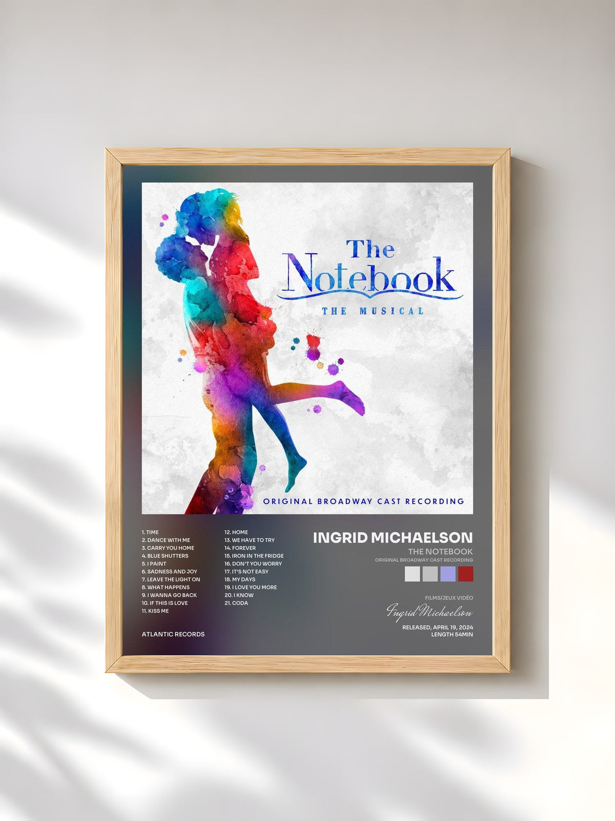 #bois Tableau de l'album The Notebook (Original Broadway Cast Recording) de Ingrid Michaelson, cadre en bois brut, imprimé et encadré en France