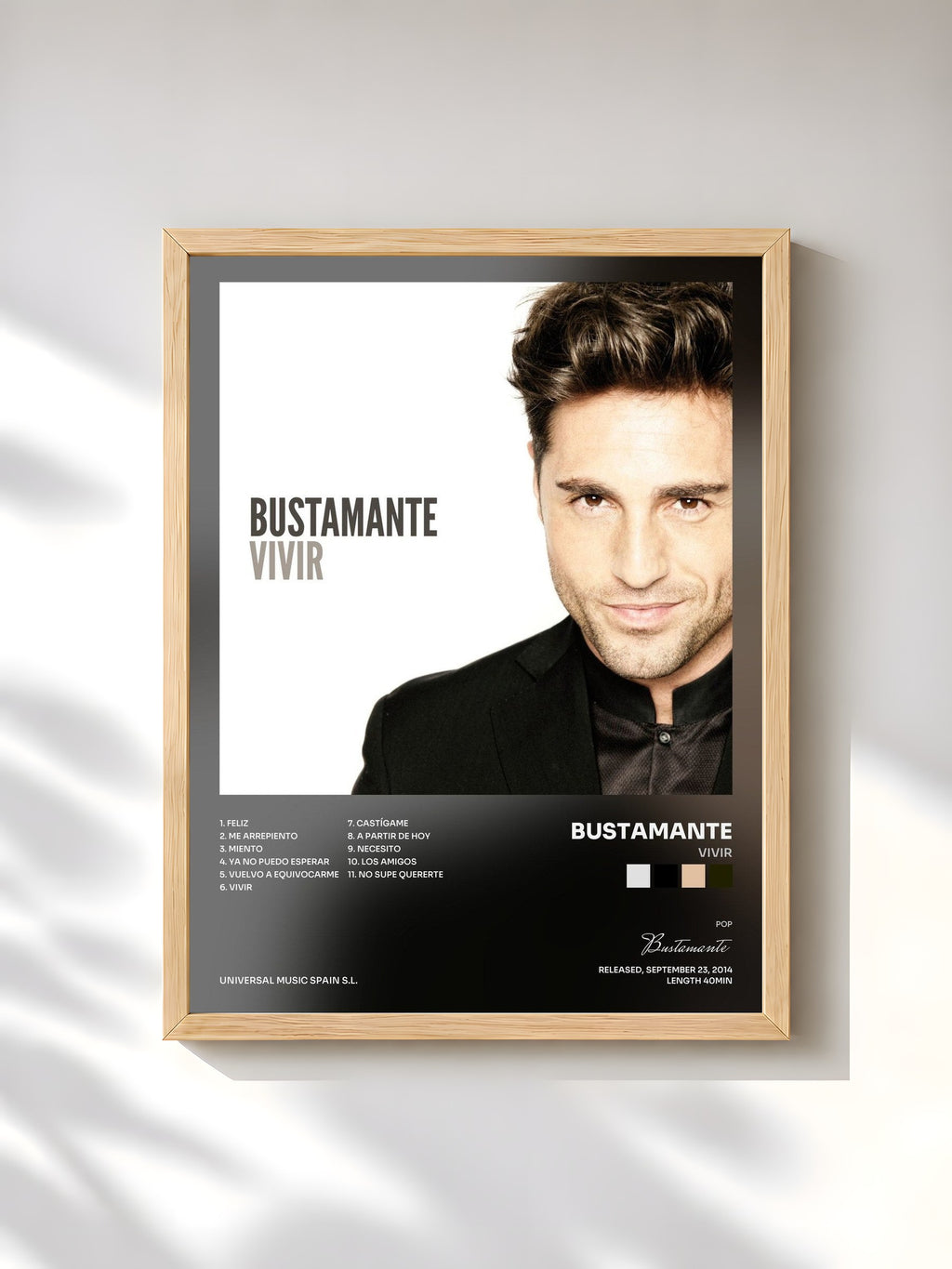 #bois Tableau de l'album Vivir de Bustamante, cadre en bois brut, imprimé et encadré en France