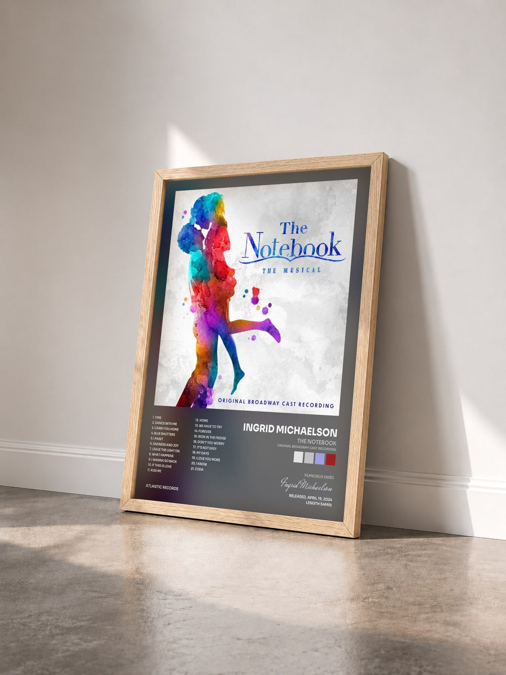 #bois Tableau de l'album The Notebook (Original Broadway Cast Recording) de Ingrid Michaelson vu de trois quarts, cadre en bois brut