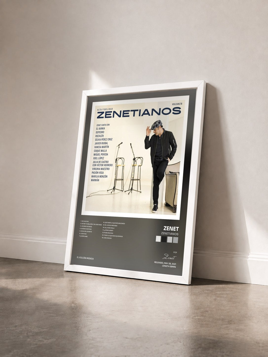 #blanc Tableau de l'album Zenetianos de Zenet vu de trois quarts, cadre blanc