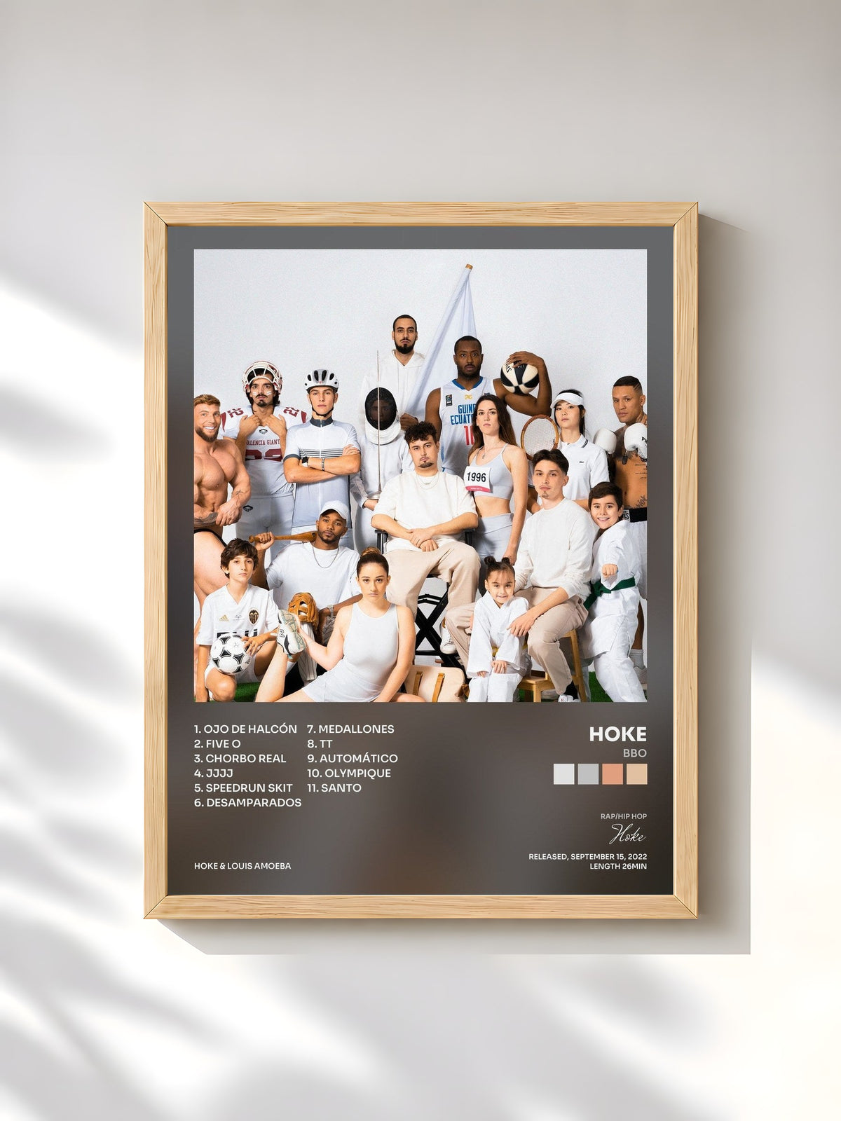 #bois Tableau de l'album BBO de Hoke, cadre en bois brut, imprimé et encadré en France