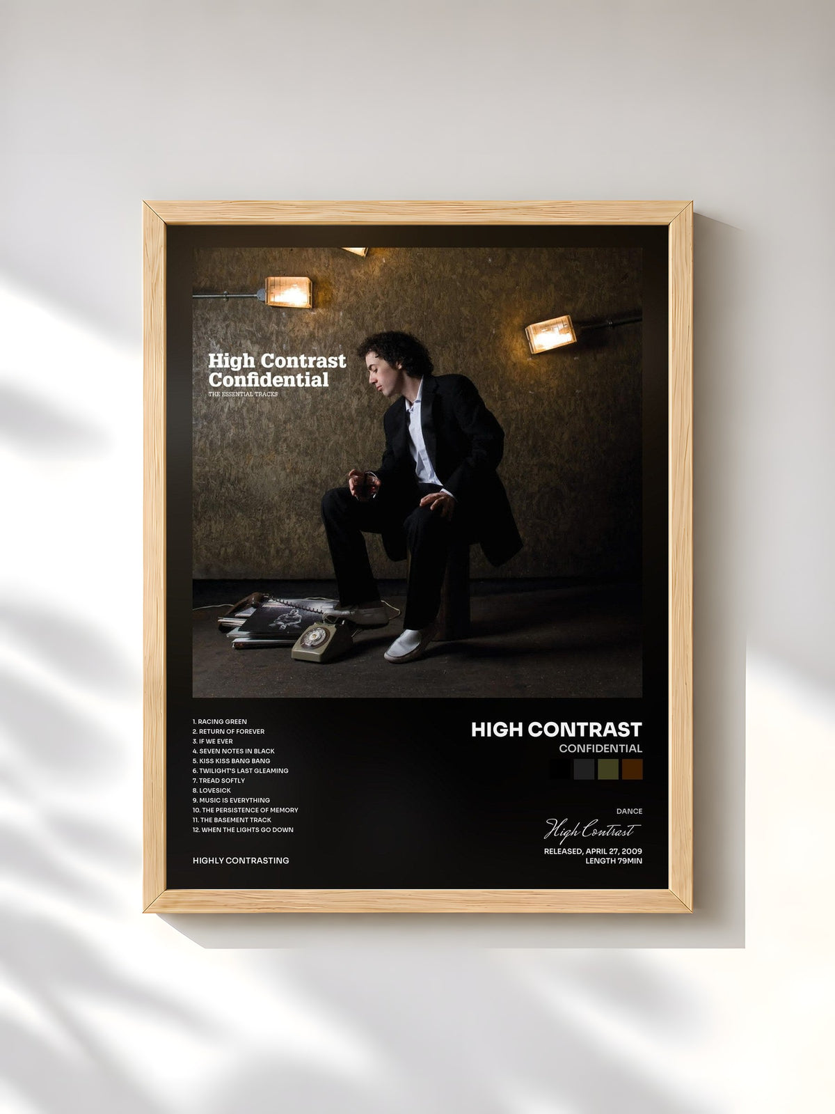 #bois Tableau de l'album Confidential de High Contrast, cadre en bois brut, imprimé et encadré en France
