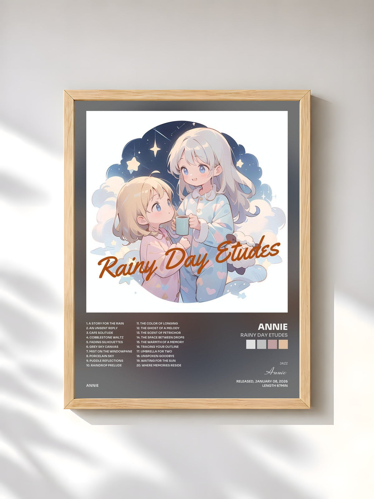#bois Tableau de l'album Rainy Day Etudes de Annie, cadre en bois brut, imprimé et encadré en France