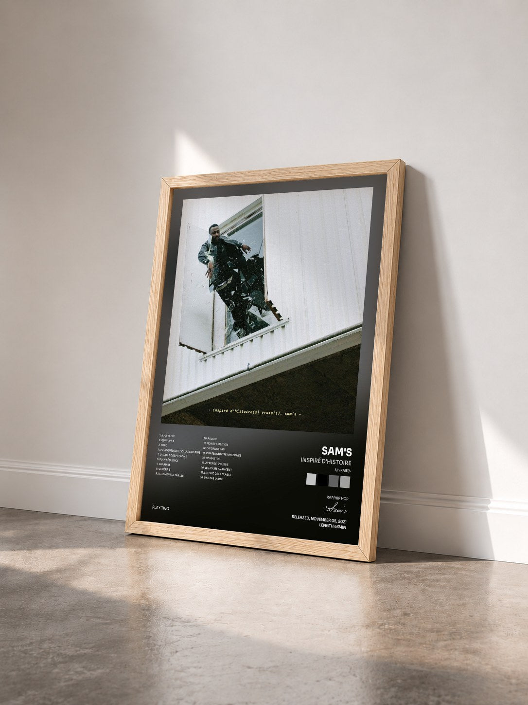 #bois Tableau de l'album Inspiré d'histoire(s) vraie(s) de Sam's vu de trois quarts, cadre en bois brut