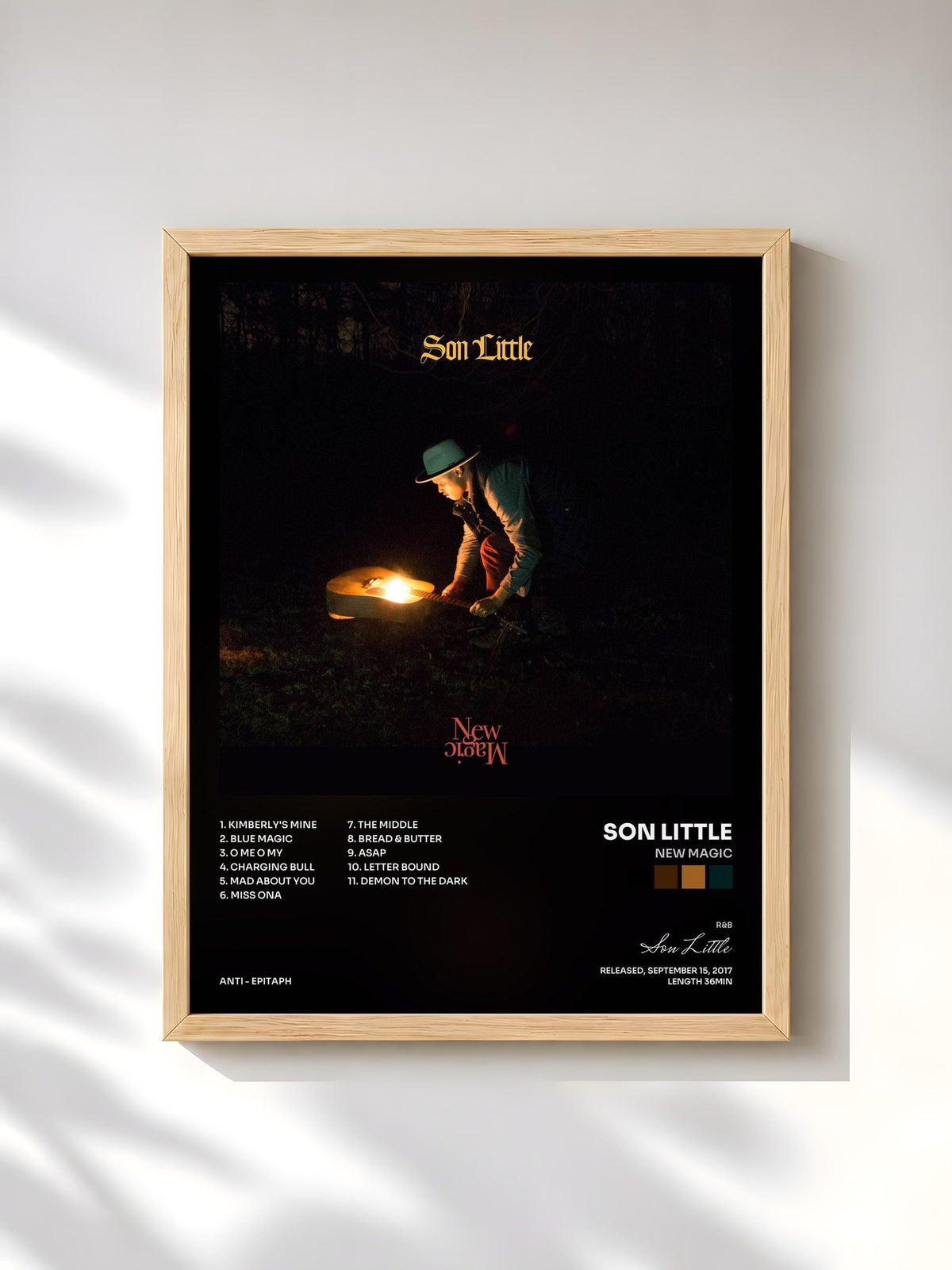 #bois Tableau de l'album New Magic de Son Little, cadre en bois brut, imprimé et encadré en France