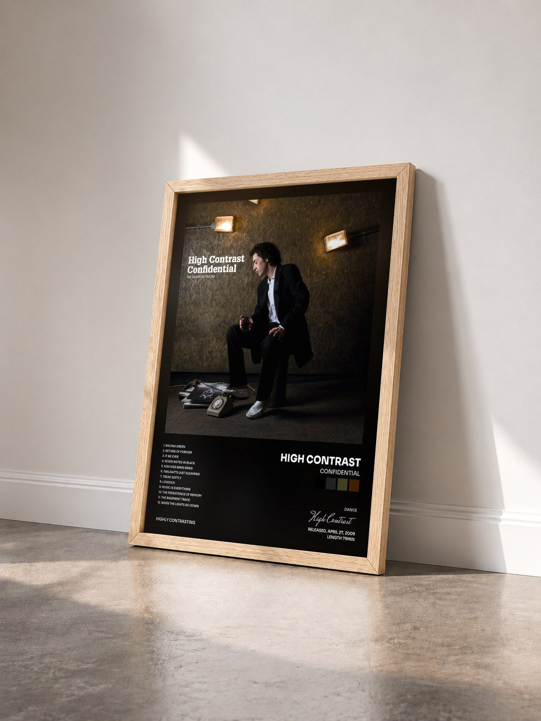 #bois Tableau de l'album Confidential de High Contrast vu de trois quarts, cadre en bois brut