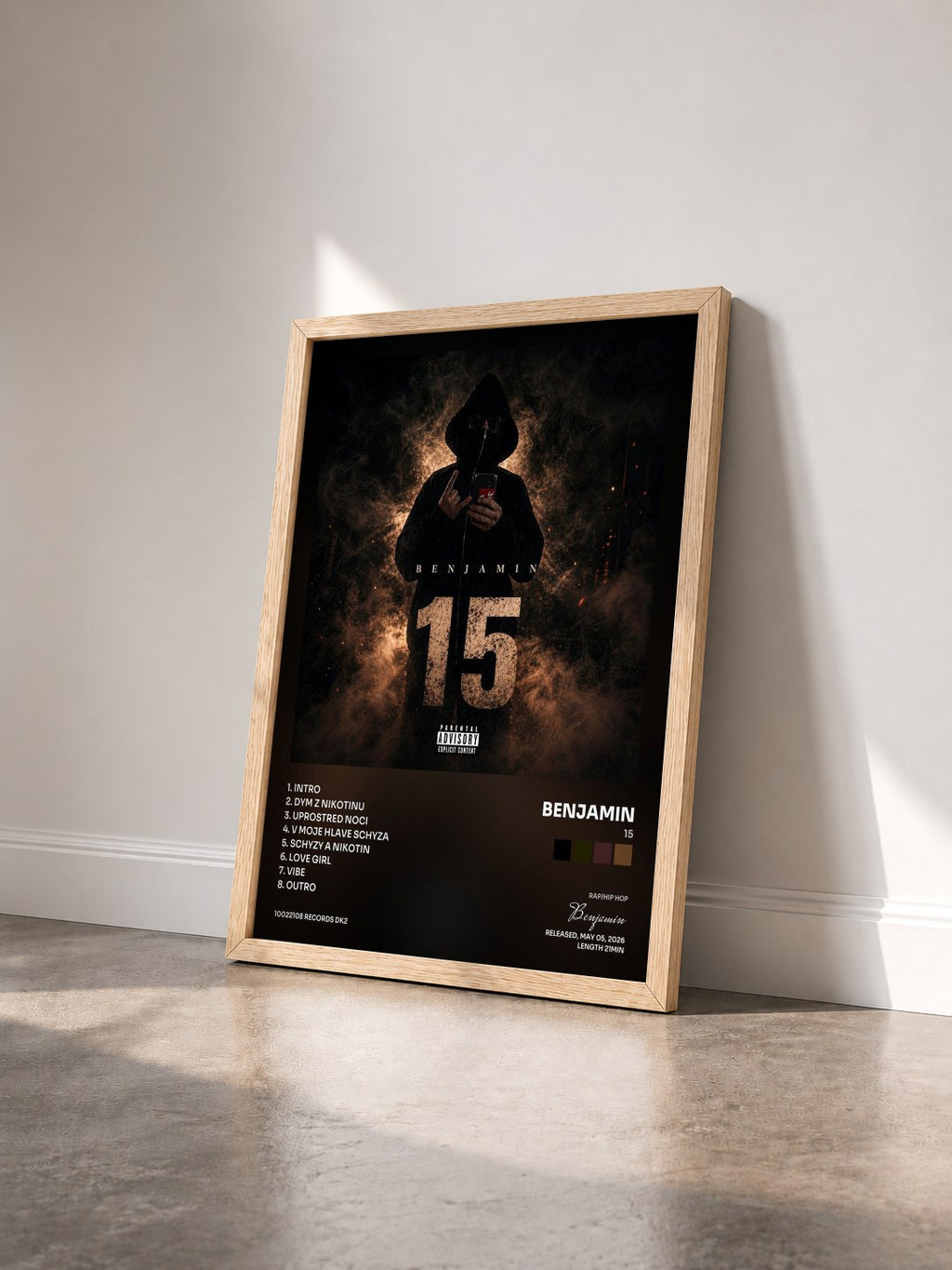 #bois Tableau de l'album 15 de Benjamin vu de trois quarts, cadre en bois brut