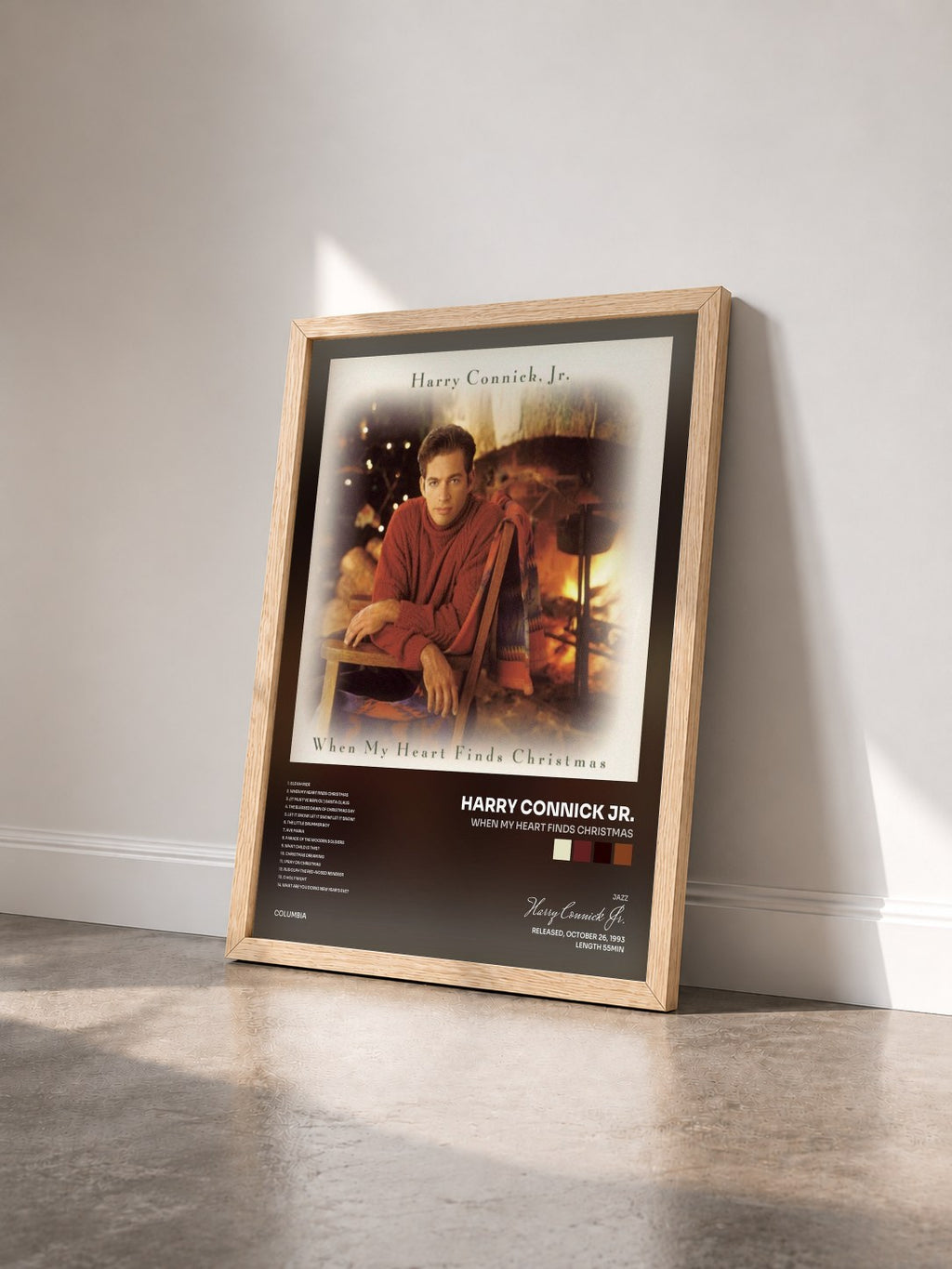 #bois Tableau de l'album When My Heart Finds Christmas de Harry Connick Jr. vu de trois quarts, cadre en bois brut