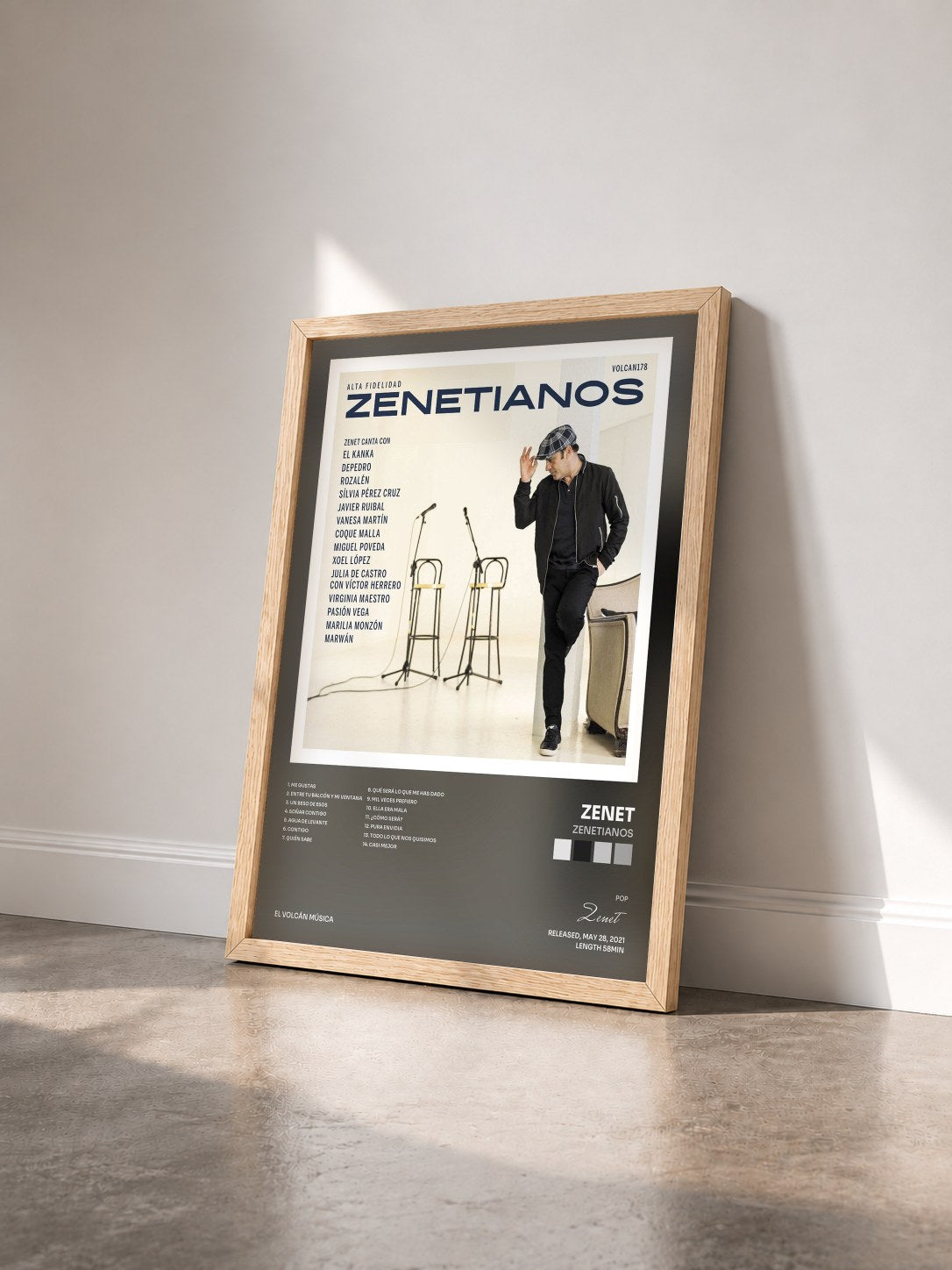 #bois Tableau de l'album Zenetianos de Zenet vu de trois quarts, cadre en bois brut