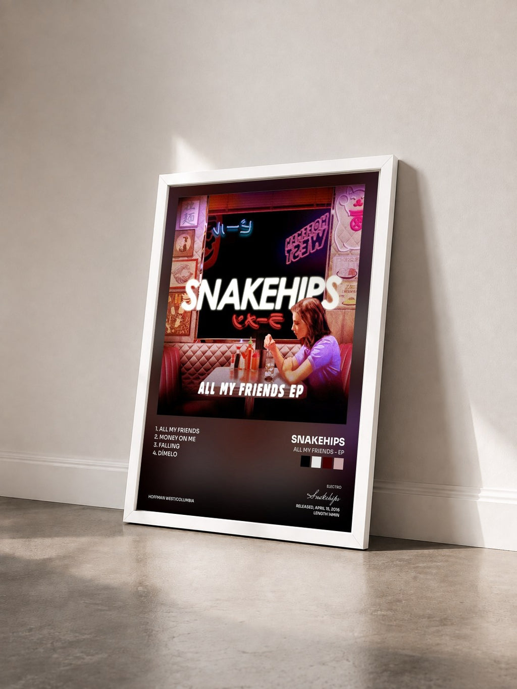 #blanc Tableau de l'album All My Friends - EP de Snakehips vu de trois quarts, cadre blanc