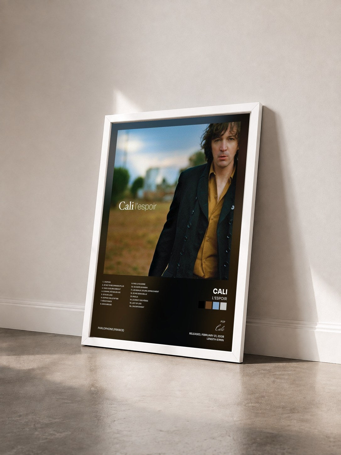 #blanc Tableau de l'album L'espoir de Cali vu de trois quarts, cadre blanc